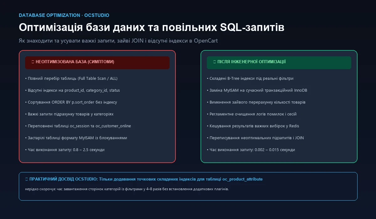 Оптимізація бази даних та повільних SQL-запитів в OpenCart
