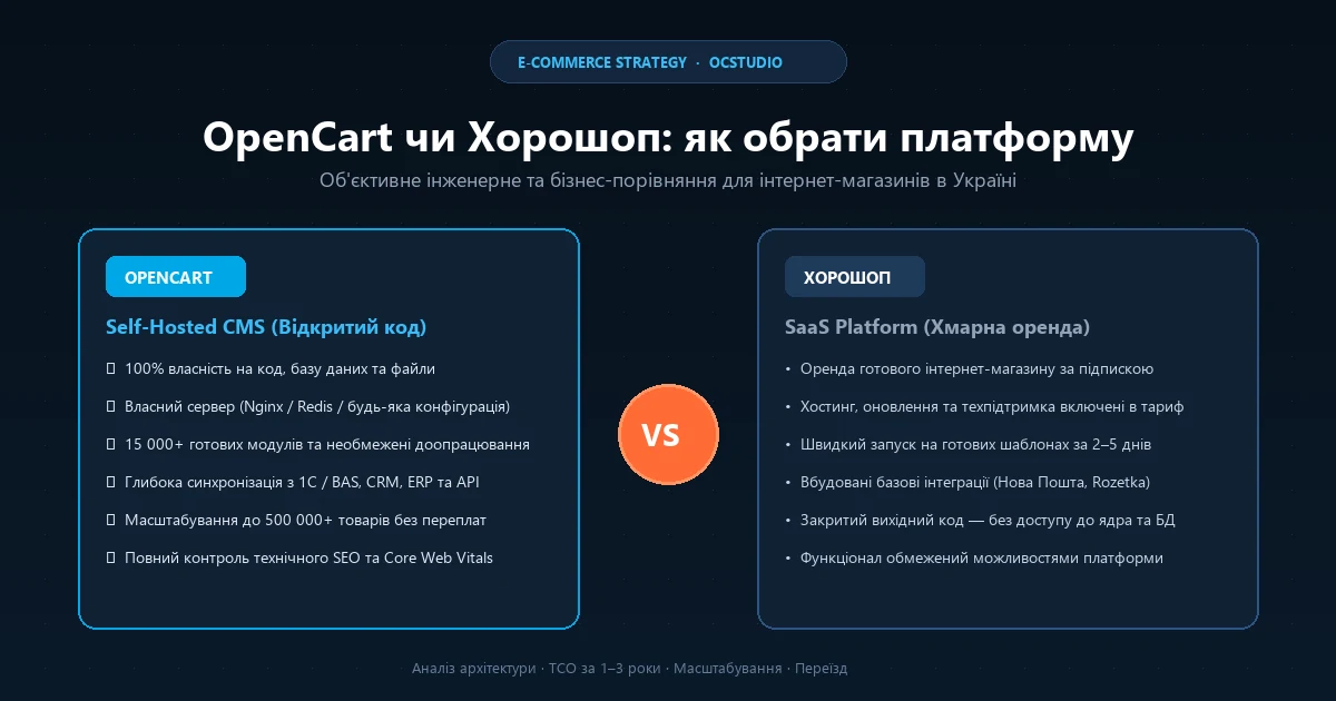 Порівняння OpenCart і Хорошоп для створення інтернет-магазину в Україні
