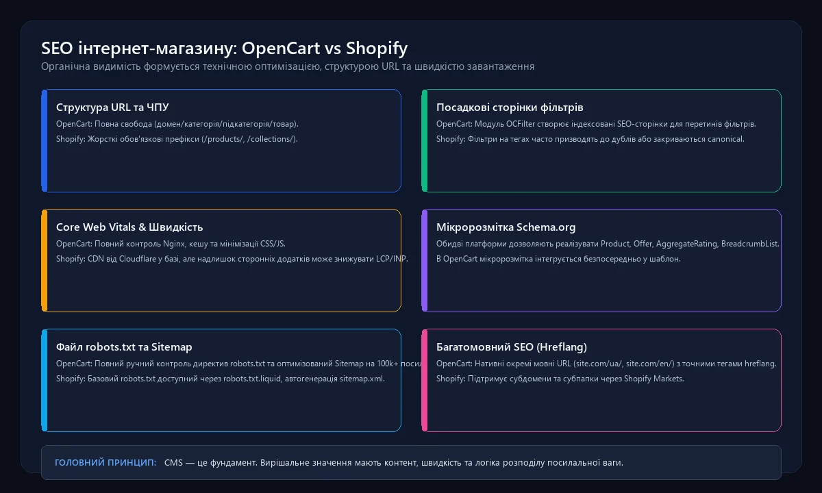 Фактори SEO для OpenCart і Shopify в електронній комерції