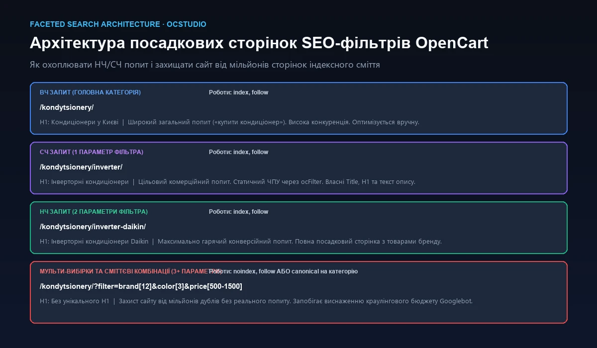 Архітектура посадкових сторінок SEO фільтрів та індексація в OpenCart