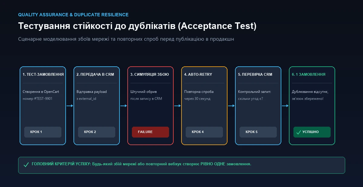 Тестування CRM інтеграції OpenCart на дублювання замовлень