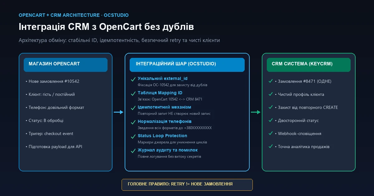 Інтеграція CRM з OpenCart без дублювання замовлень