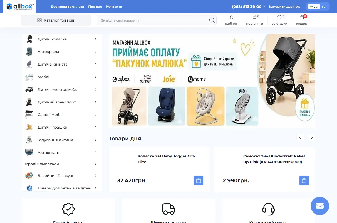 Огляд сторінки проєкту Allbox