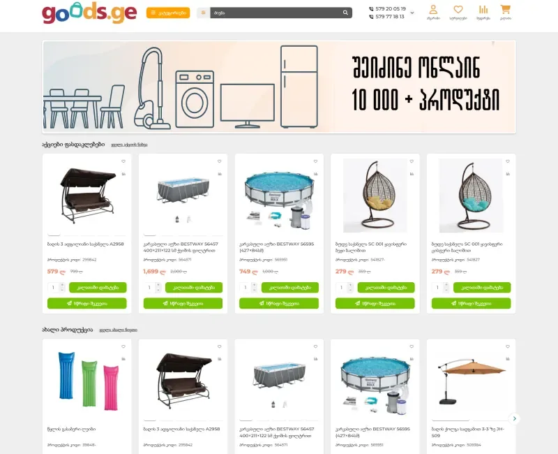 Огляд сторінки проєкту Goods.ge